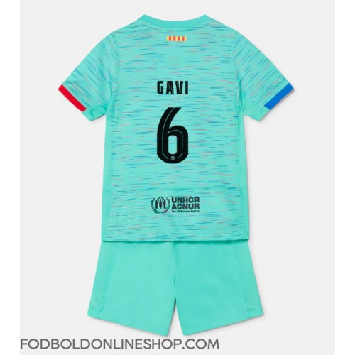 Barcelona Paez Gavi #6 Tredje trøje Børn 2023-24 Kortærmet (+ Korte bukser)
